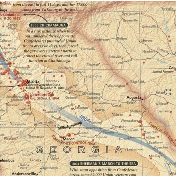 National Geographic Other - National Geographic: Battles of the Civil War Wall Map